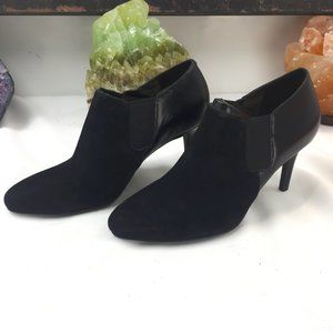Cole Haan Black Leather suede slip on Heel bootie
